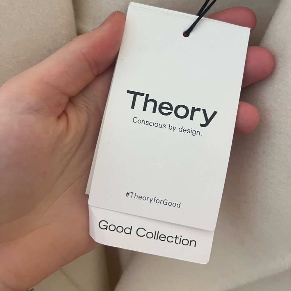 Theory NWT Oversized Moto Jacket in Double-Face Wool-Cashmere Cream 0 - Picture 5 of 11